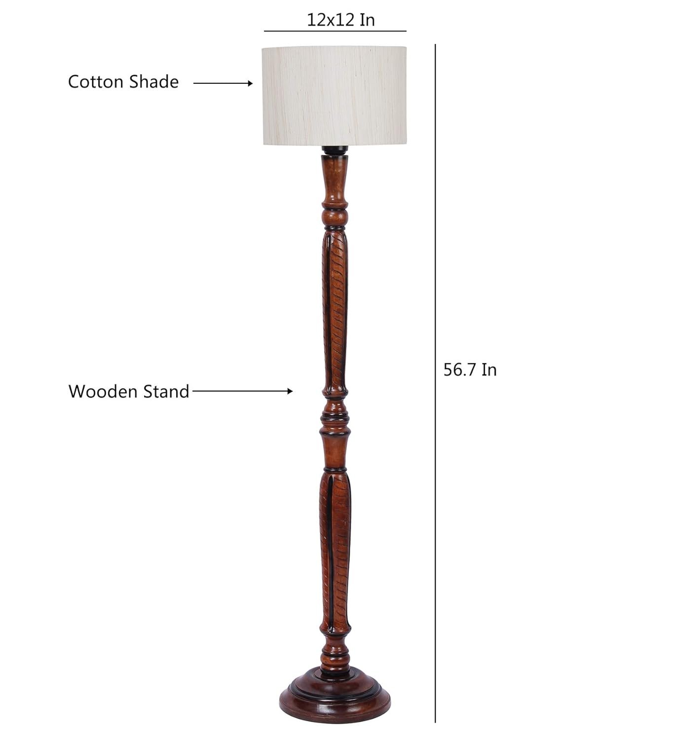 Off-White Cotton Wooden Floor Lamps