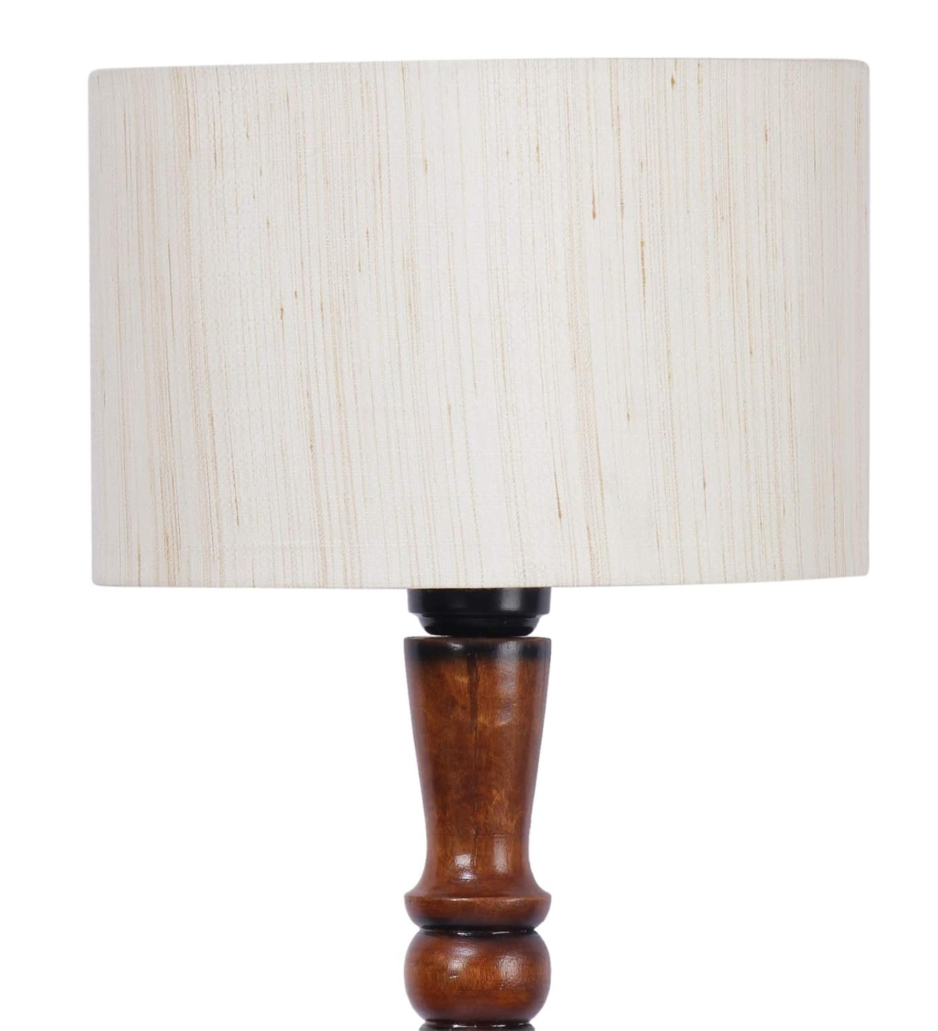 Off-White Cotton Wooden Floor Lamps