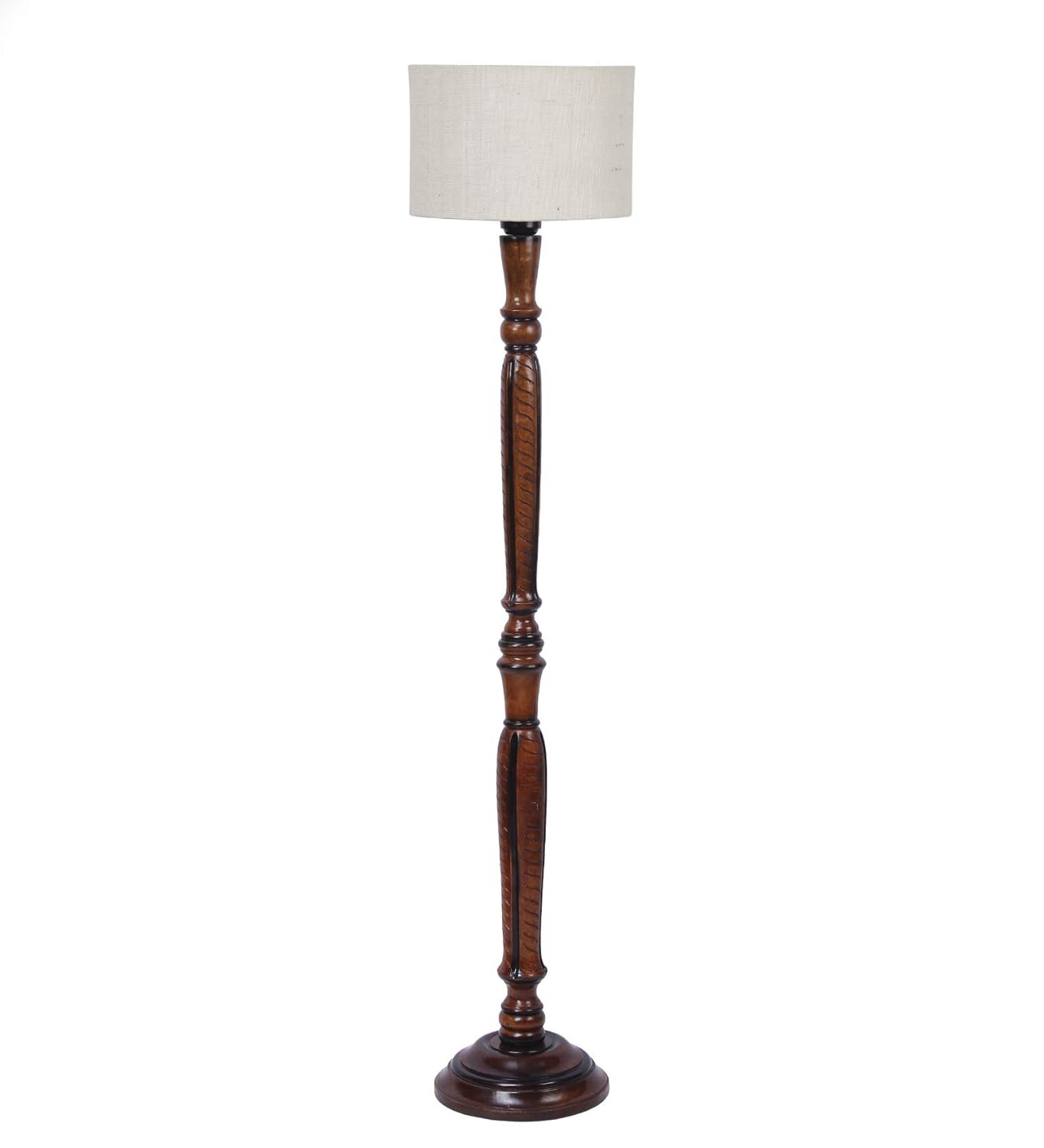 White Jute Wooden Floor Lamps