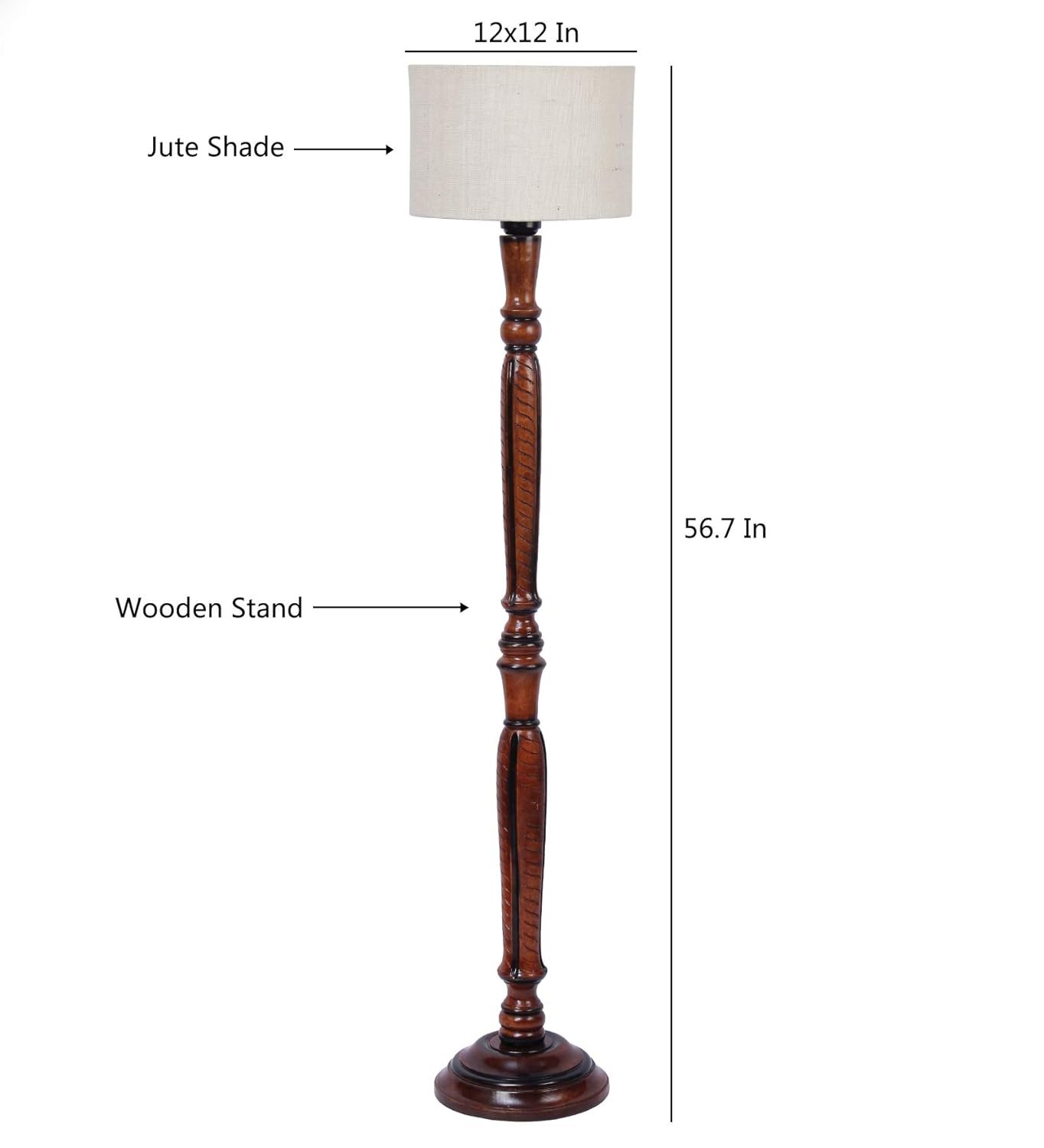 White Jute Wooden Floor Lamps