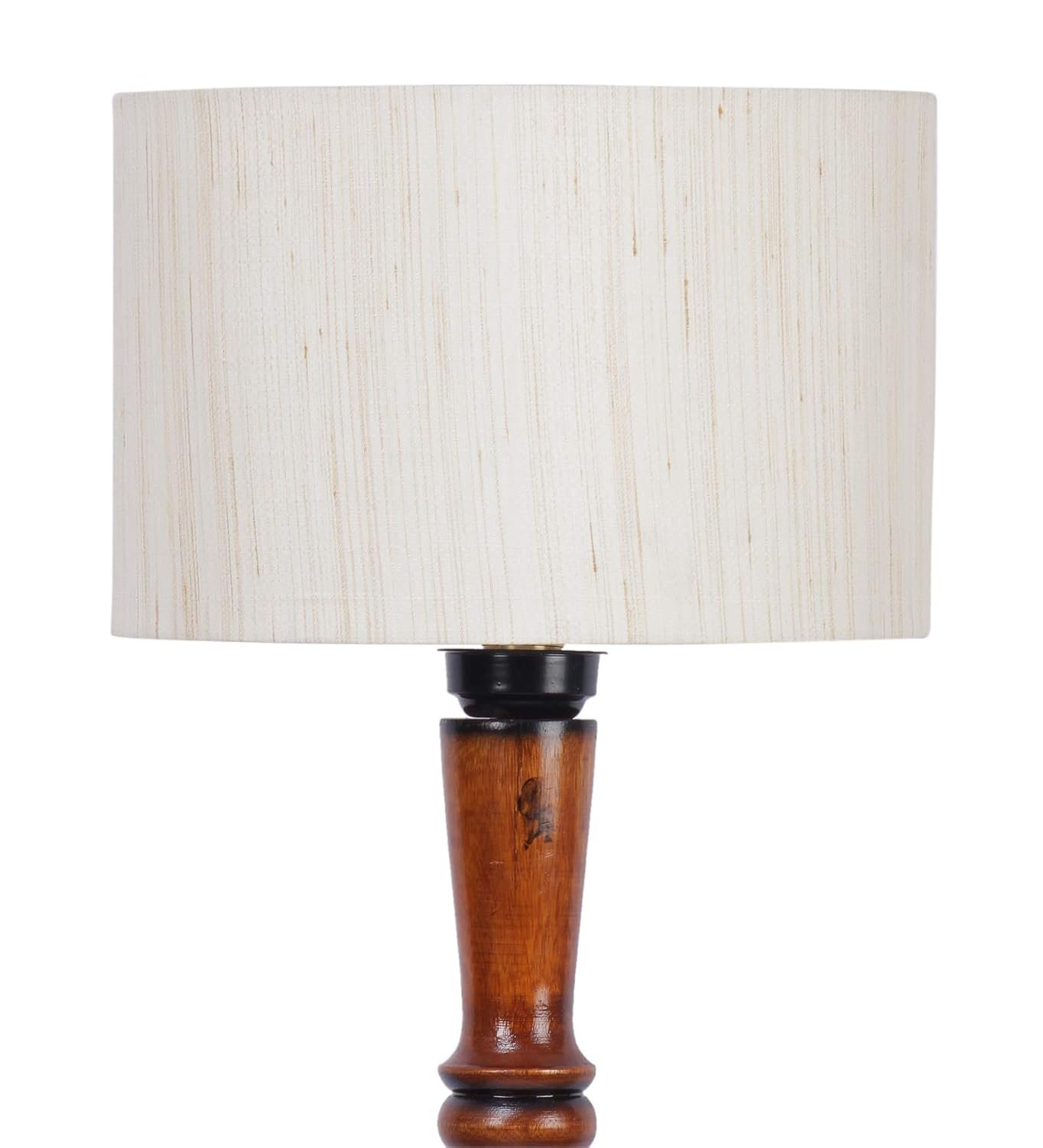 Cotton Drum Designer Fashionable Wooden Floor Lamp for Home Decor (Off White, Medium)