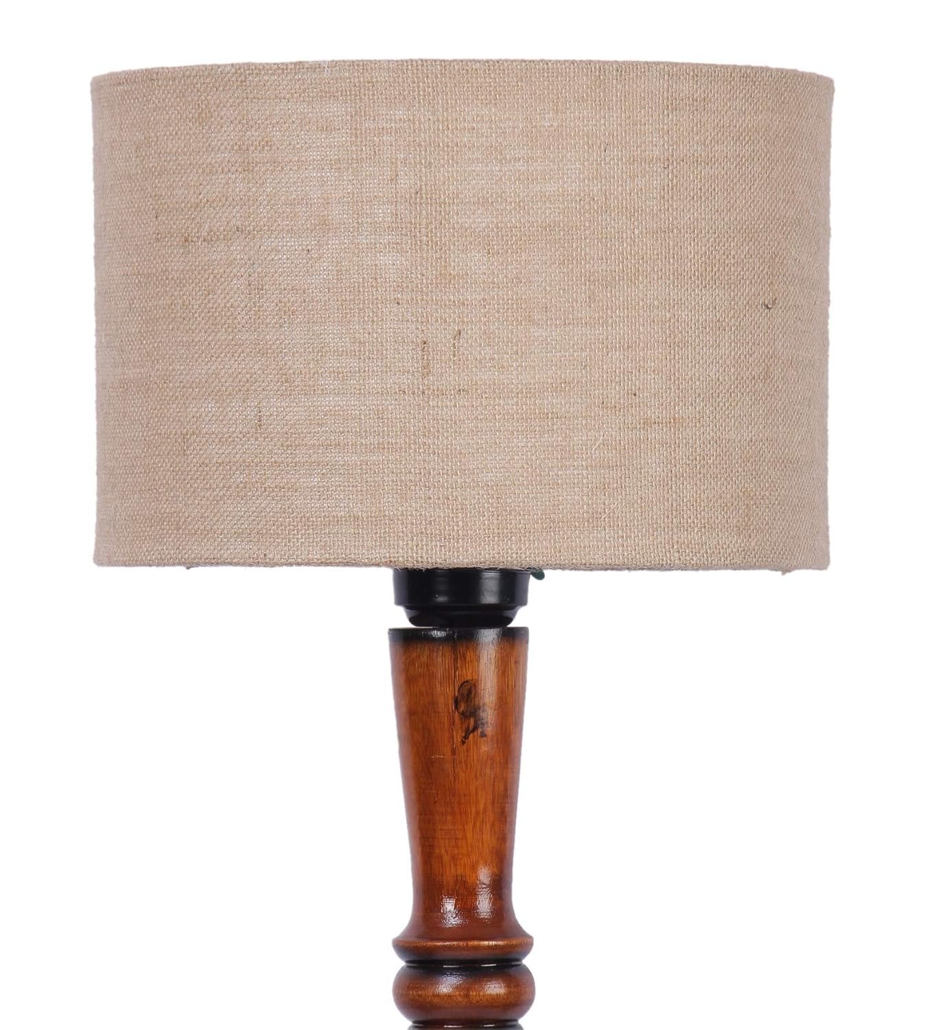 Beige Jute Designer Fashionable Wooden Floor Lamp for Home Decor (Beige, Medium)