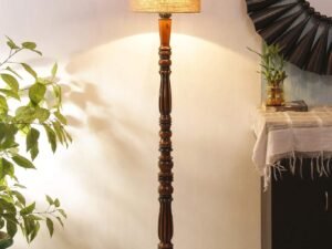 Beige Jute Designer Fashionable Wooden Floor Lamp for Home Decor (Beige, Medium)