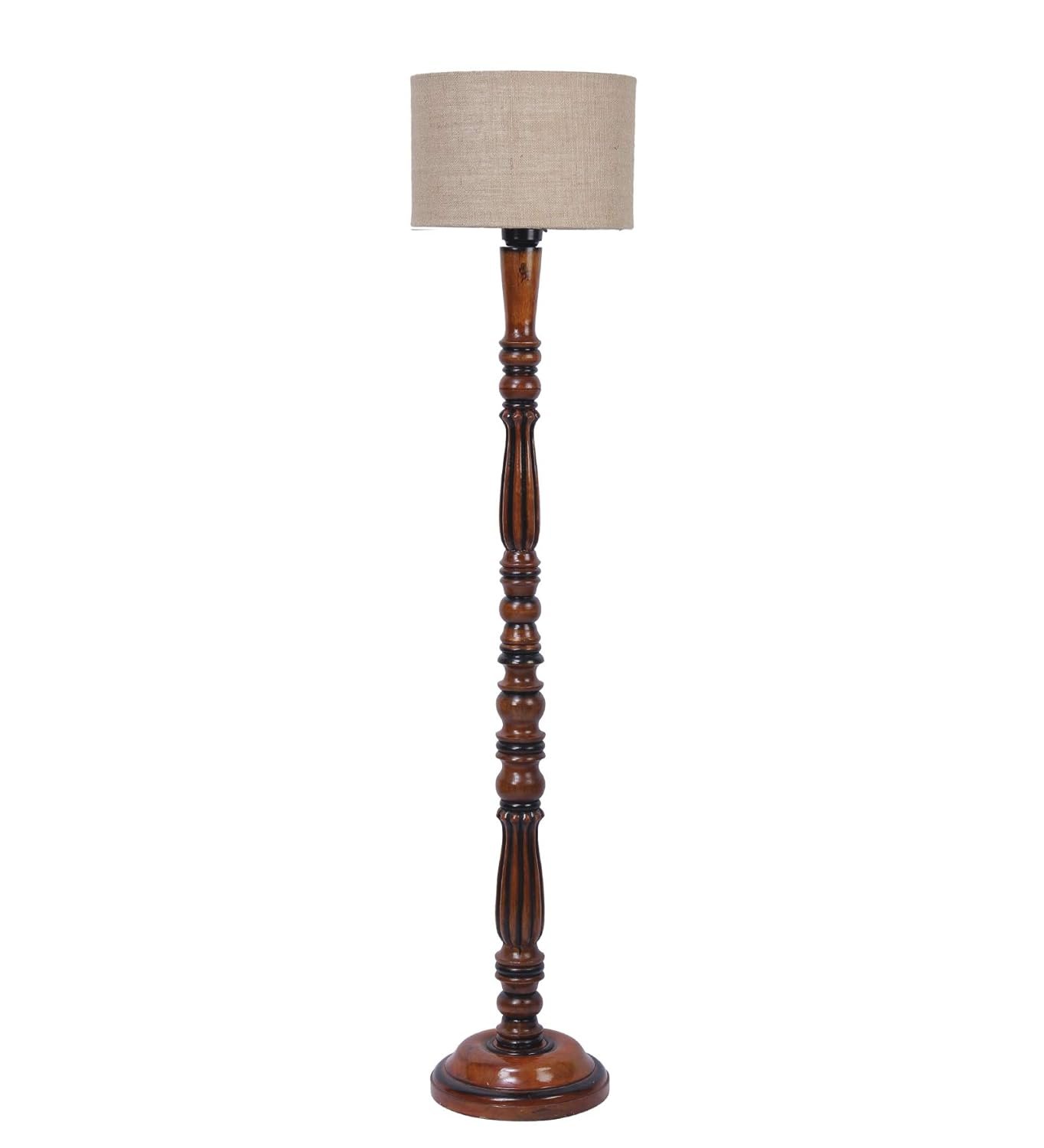 Beige Jute Designer Fashionable Wooden Floor Lamp for Home Decor (Beige, Medium)