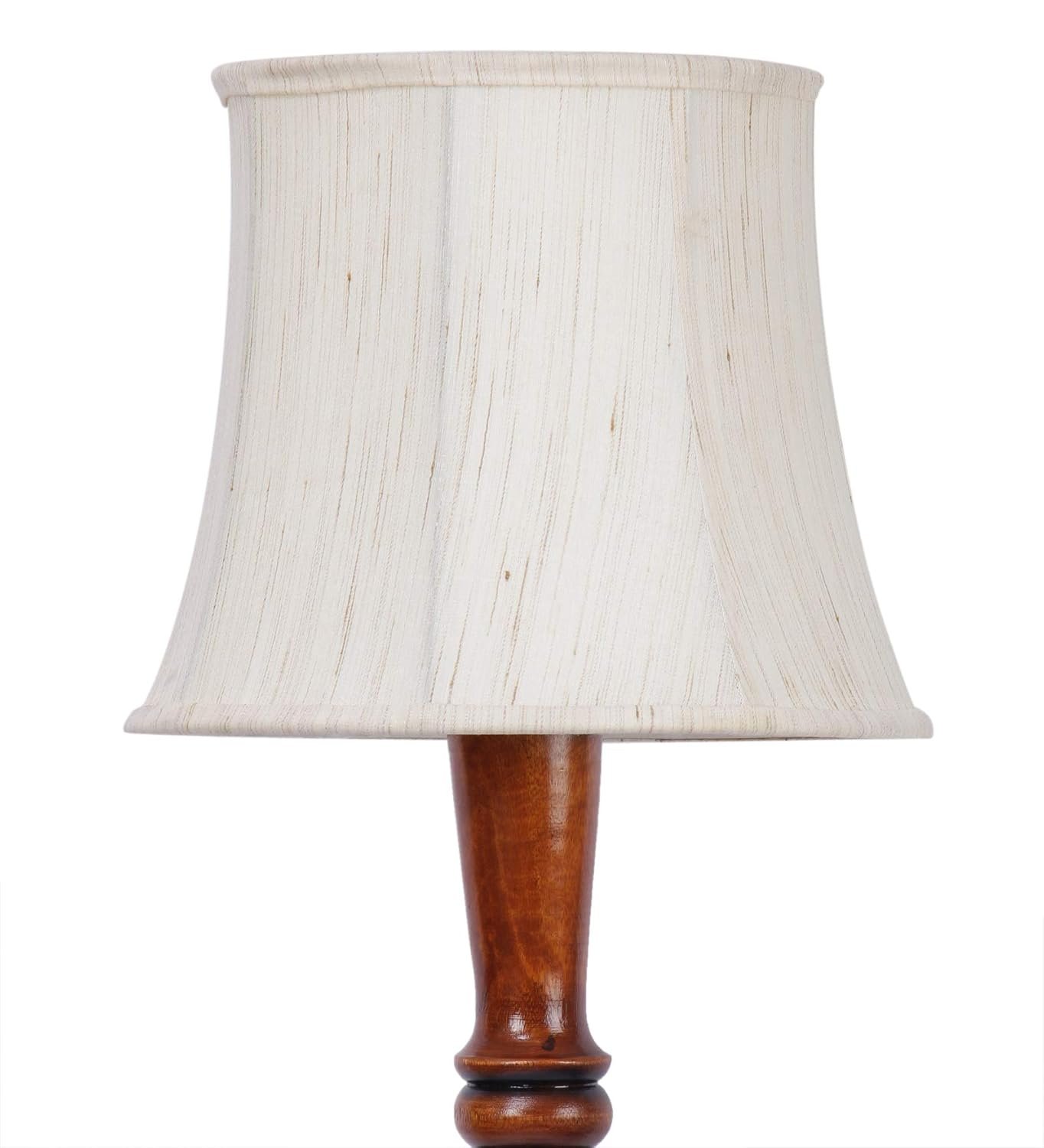 Off White Cotton Cylindrical Drum Designer Fashionable Wooden Floor Lamp for Home Decor (Off White, Medium)