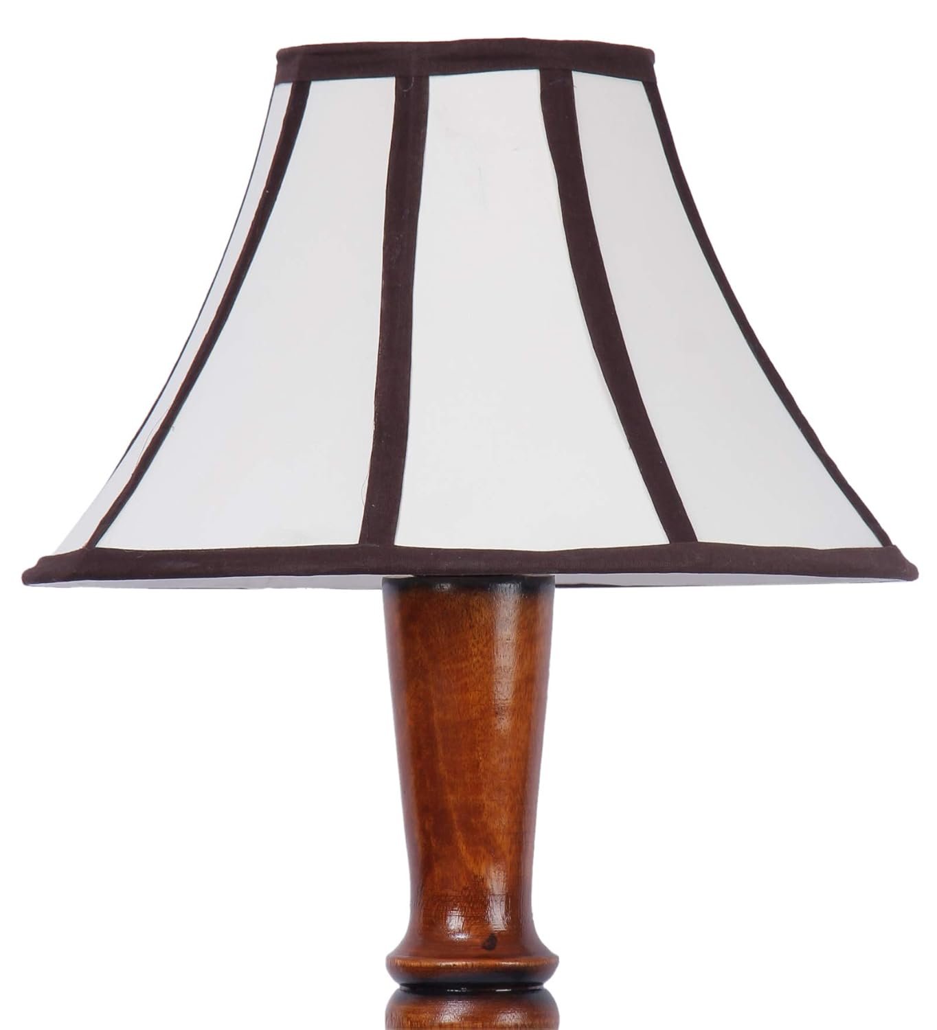 Cotton Drum Designer Fashionable Wooden Floor Lamp for Home Decor (Off White& Brown, Medium)