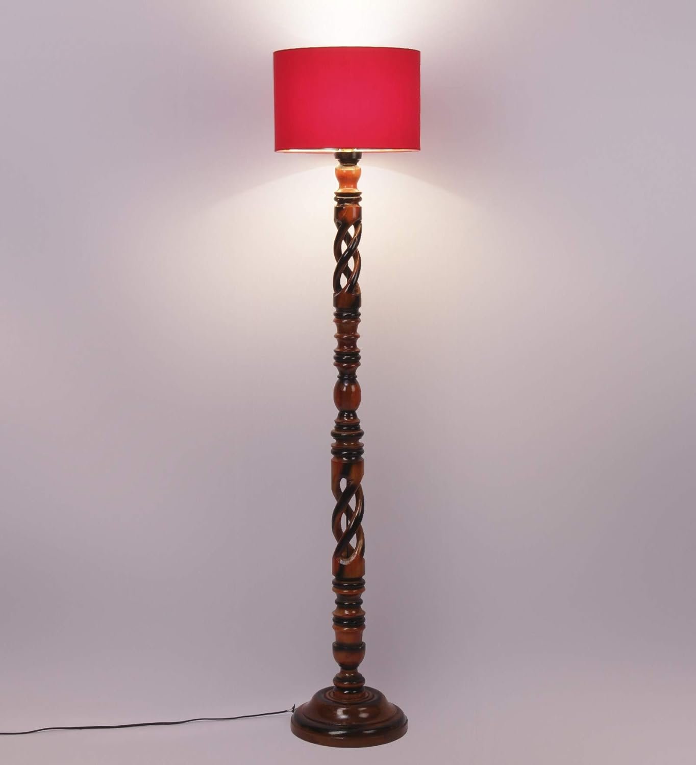 Red Cotton Drum Designer Fashionable Carving Floor Lamp for Home Decor (Red, Medium)