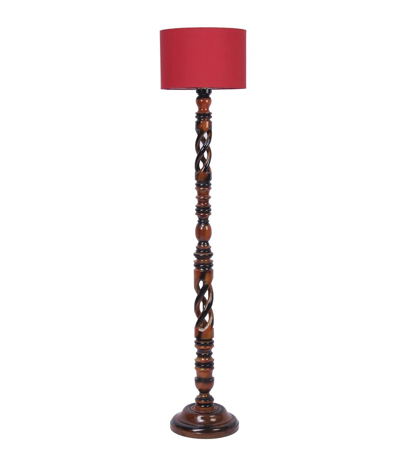 Red Cotton Drum Designer Fashionable Carving Floor Lamp for Home Decor (Red, Medium)