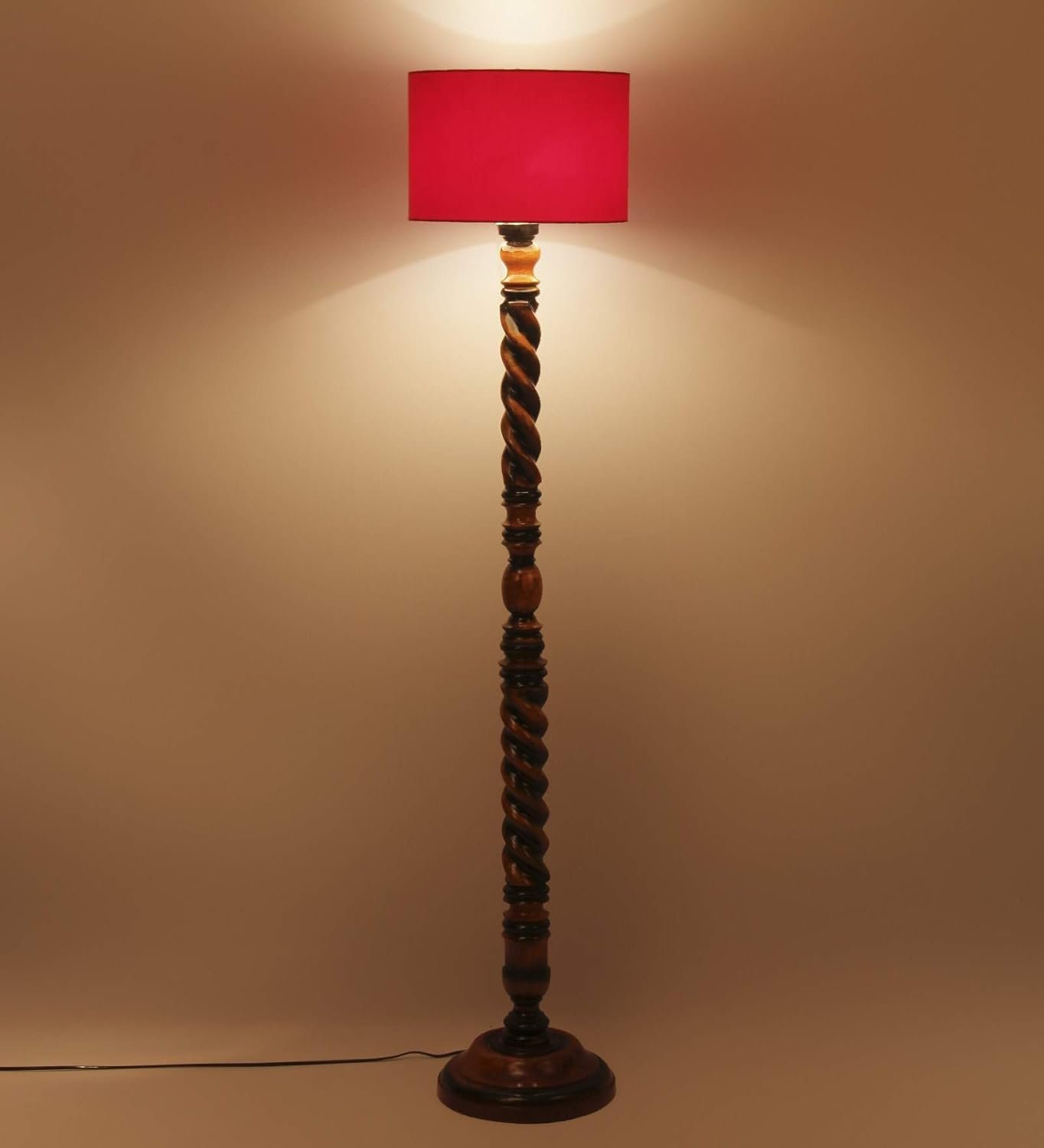 Red Cotton Drum Designer Fashionable Carving Floor Lamp for Home Decor (Red, Medium)