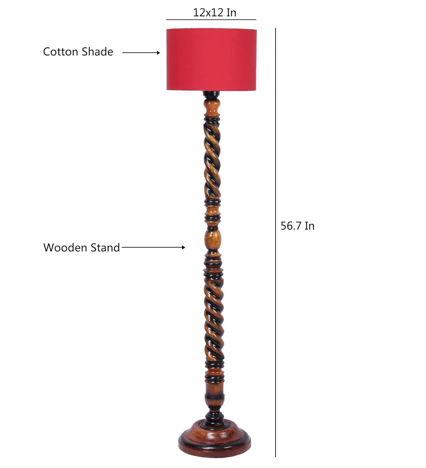 Red Cotton Drum Designer Fashionable Carving Floor Lamp for Home Decor (Red, Medium)