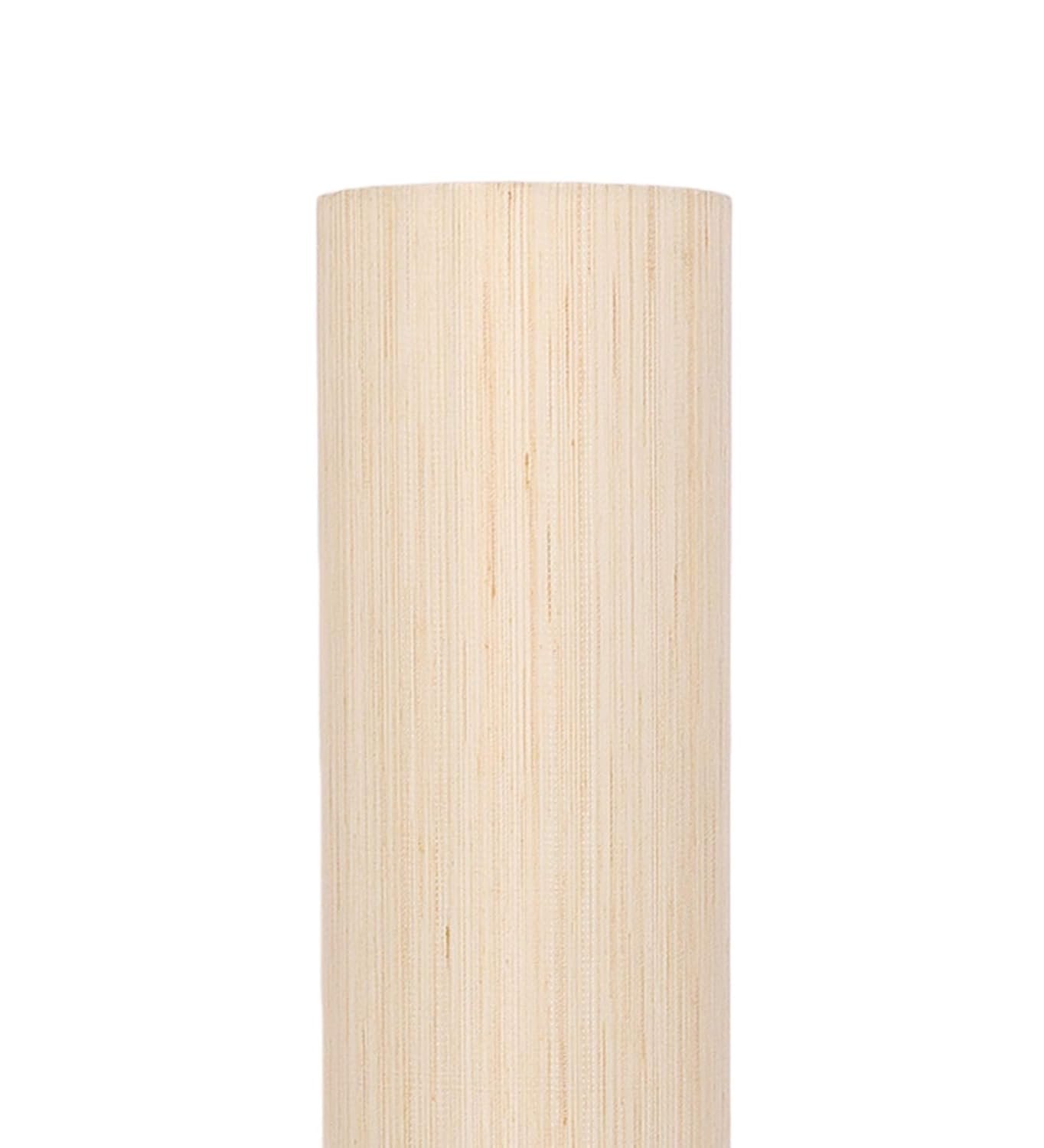 Off White Khadi Cotton Round Natural Wood Floor Lamps (Off White,Khadi)