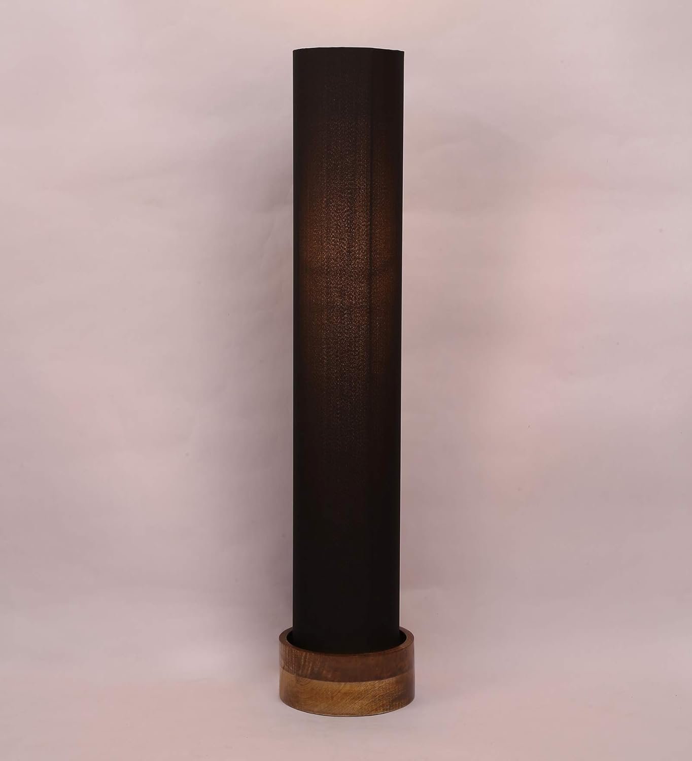 Black Round Cotton Natural Wood Floor Lamps (Black,Cotton)