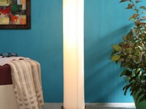 Multicolor Round Cotton Natural Wood Floor Lamps(Multicolor,Cotton)