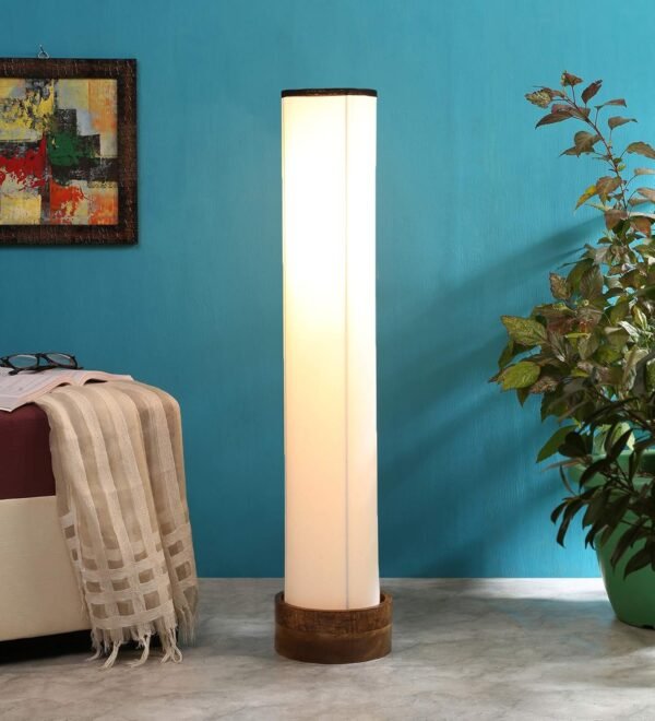 Multicolor Round Cotton Natural Wood Floor Lamps(Multicolor,Cotton)