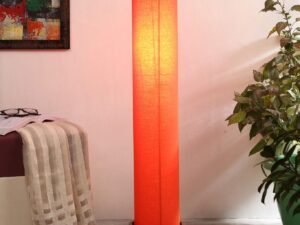 Orange Round Cotton Natural Wood Floor Lamps (Round,Cotton)