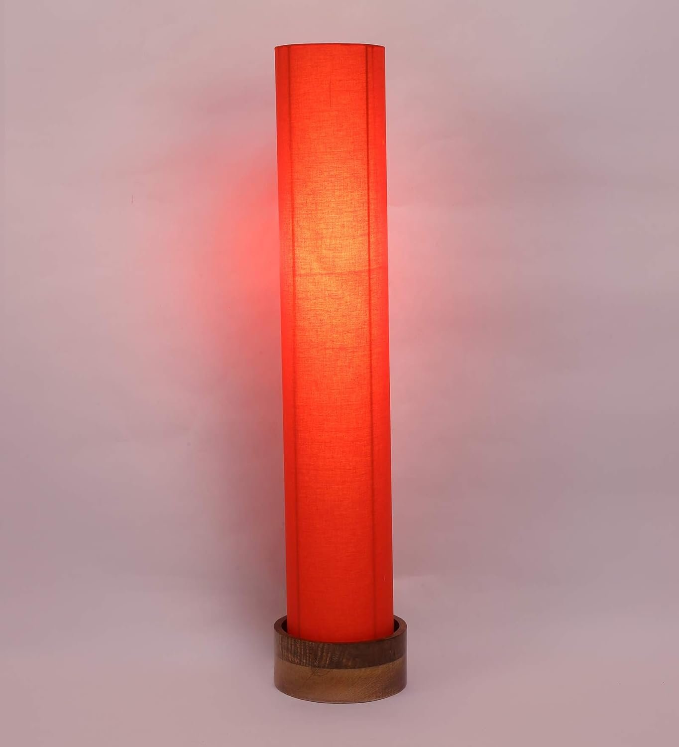 Orange Round Cotton Natural Wood Floor Lamps (Round,Cotton)