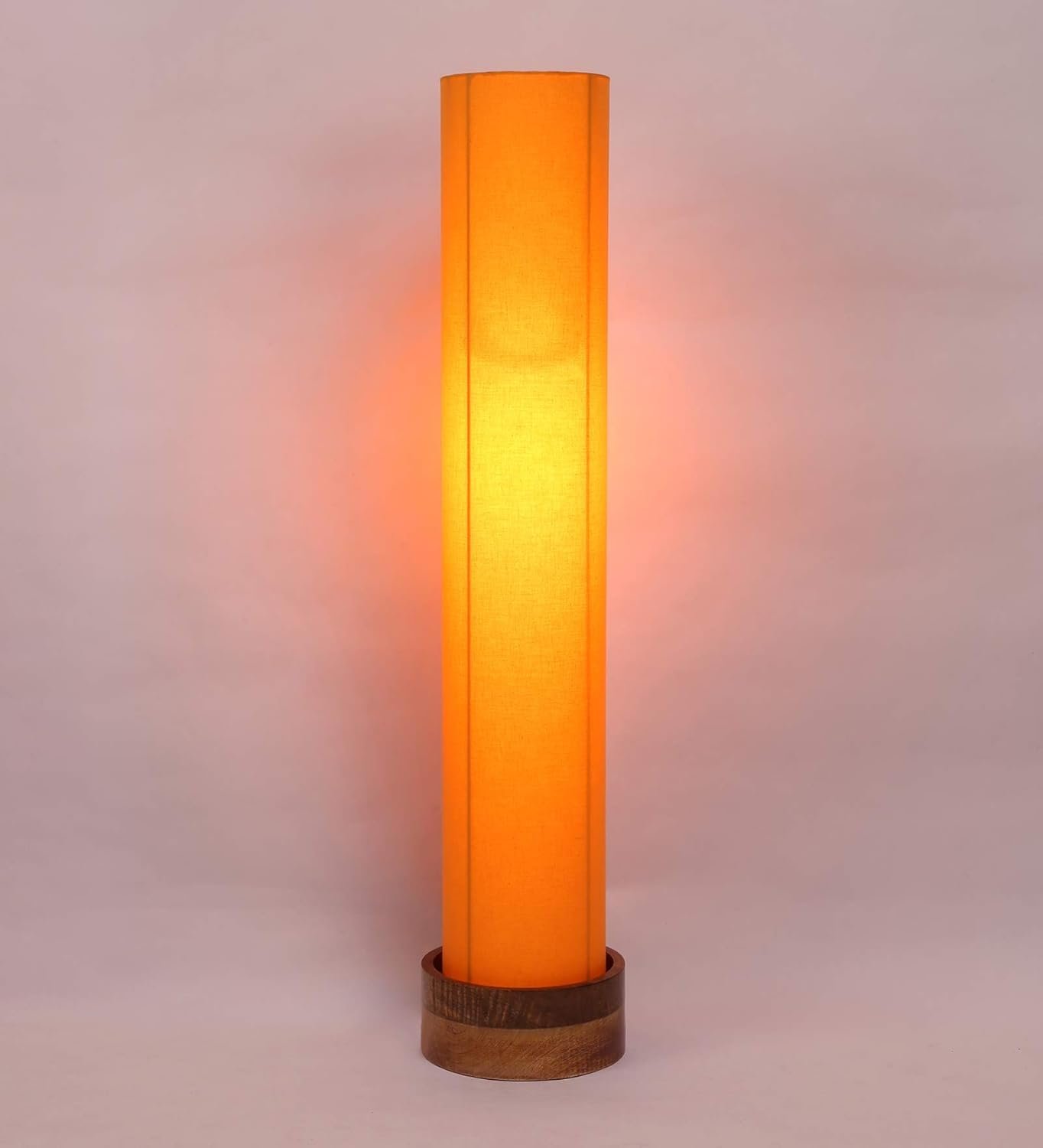 Yellow Round Cotton Natural Wood Floor Lamps (Yellow,Cotton)