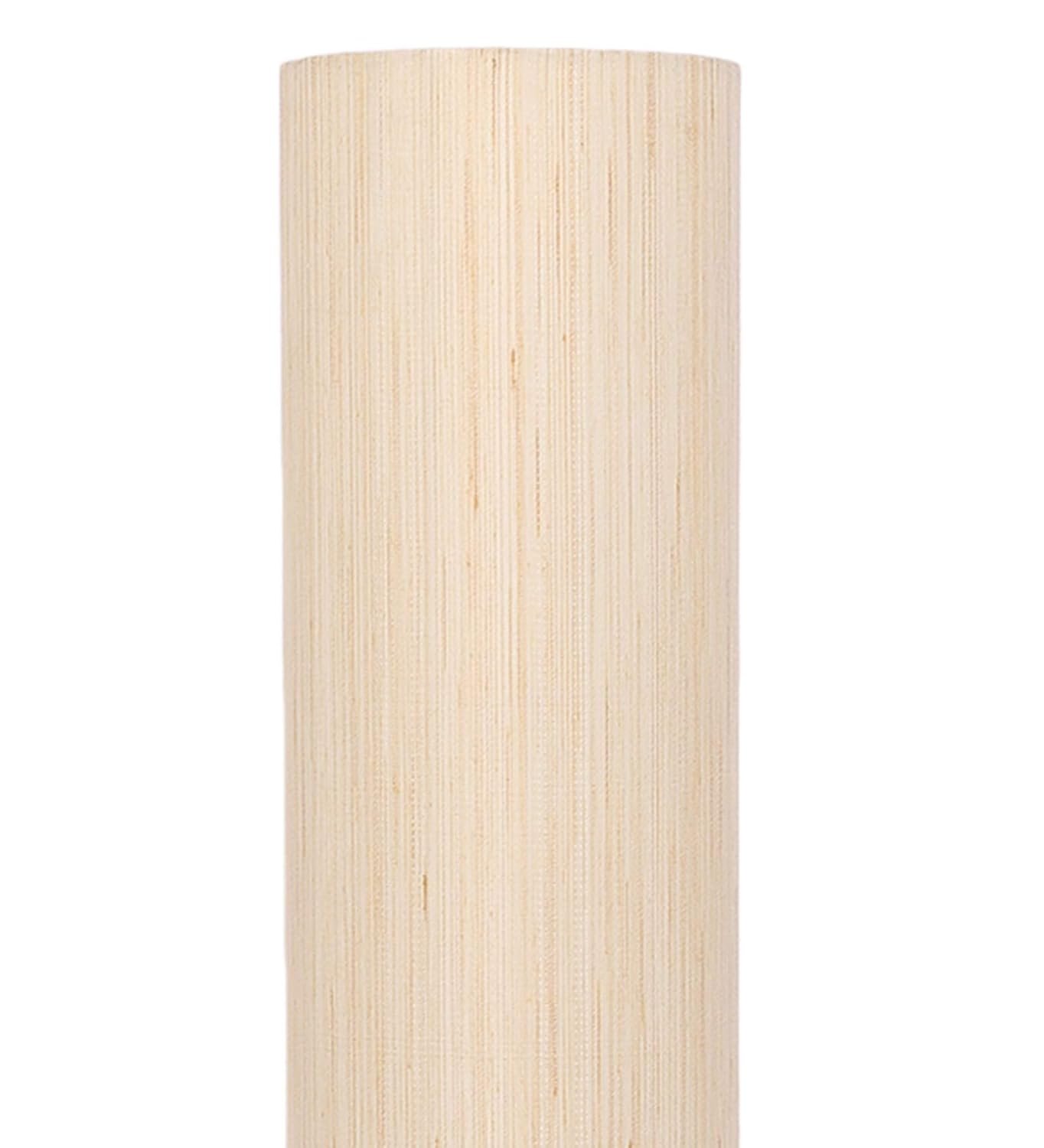 Off White Khadi Cotton Round Brown Wood Floor Lamps (Off White,Khadi)