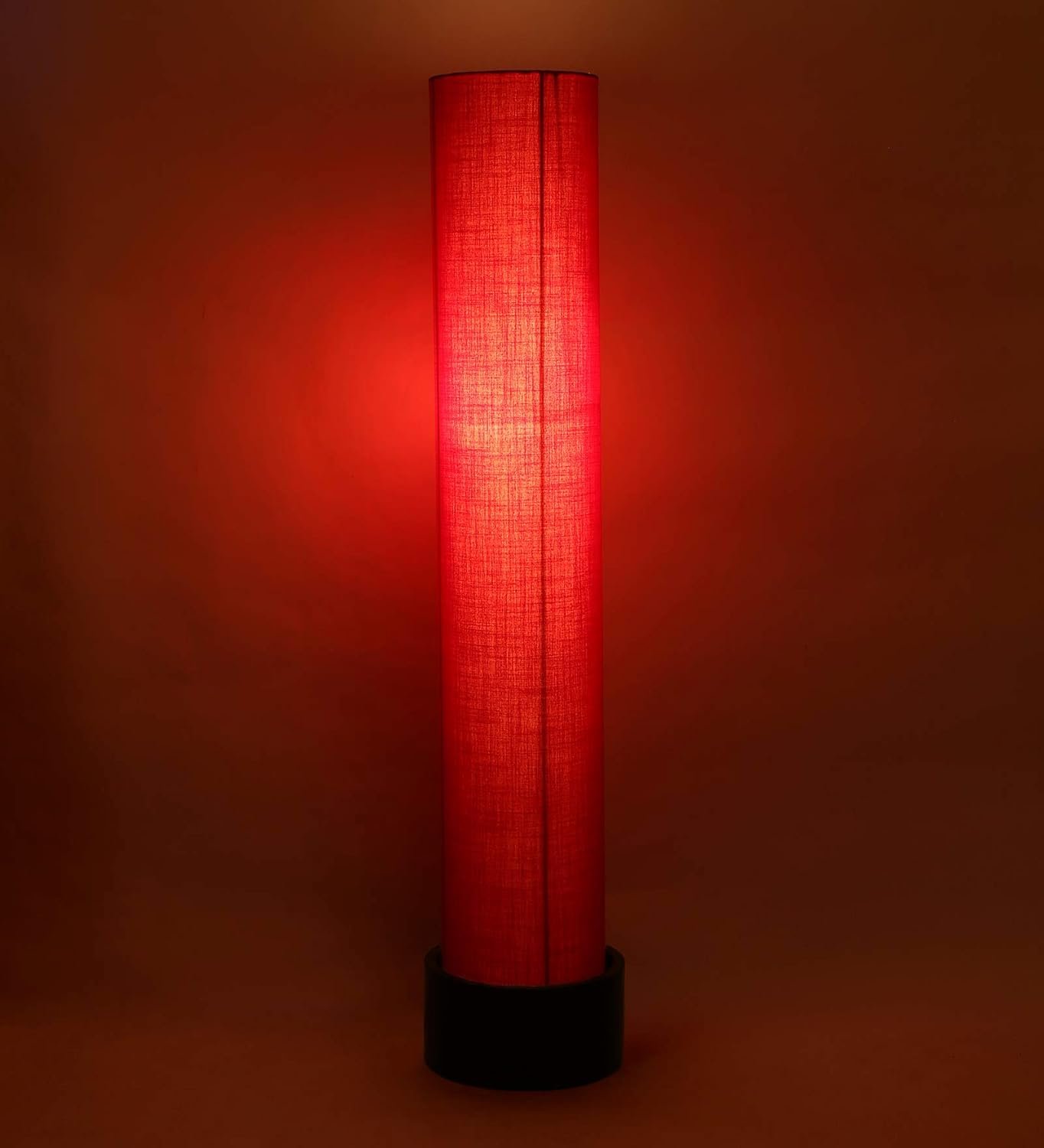 Red Round Cotton Brown Wood Floor Lamps (Red,Cotton)
