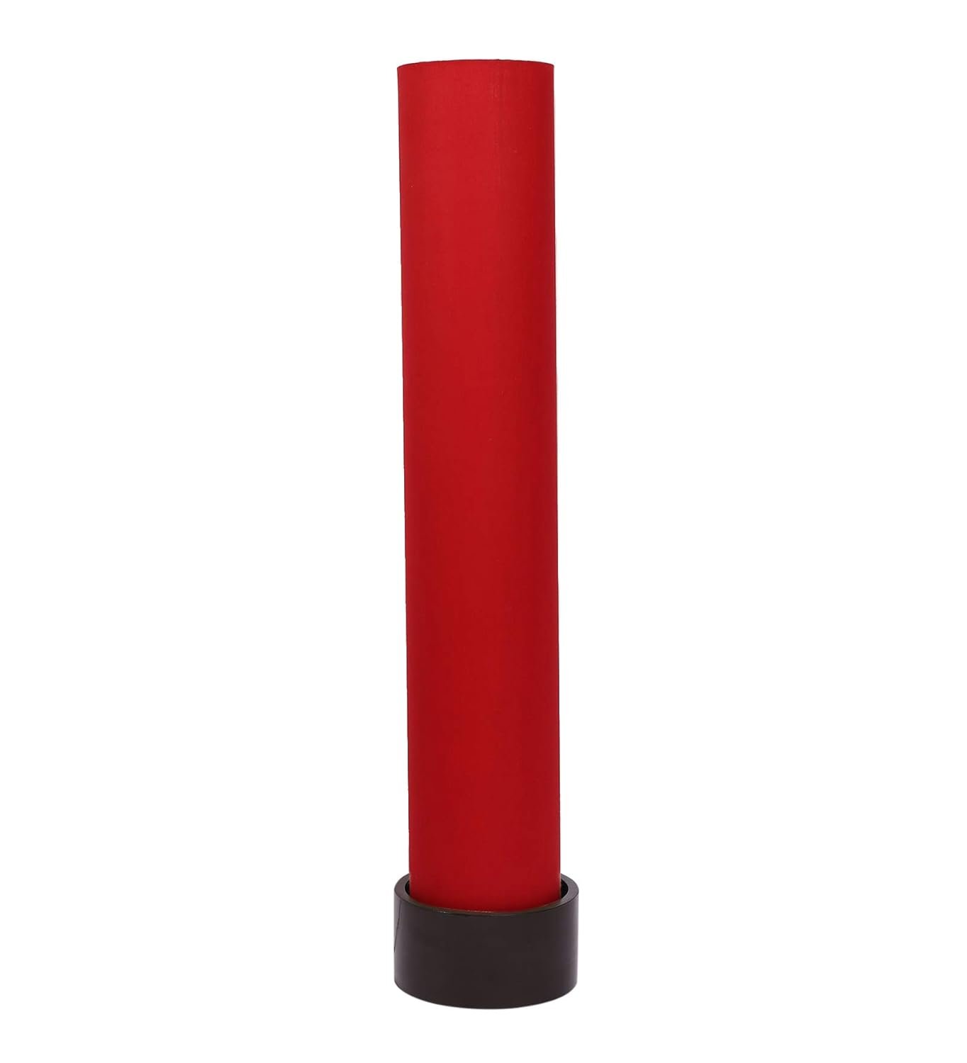 Red Round Cotton Brown Wood Floor Lamps (Red,Cotton)