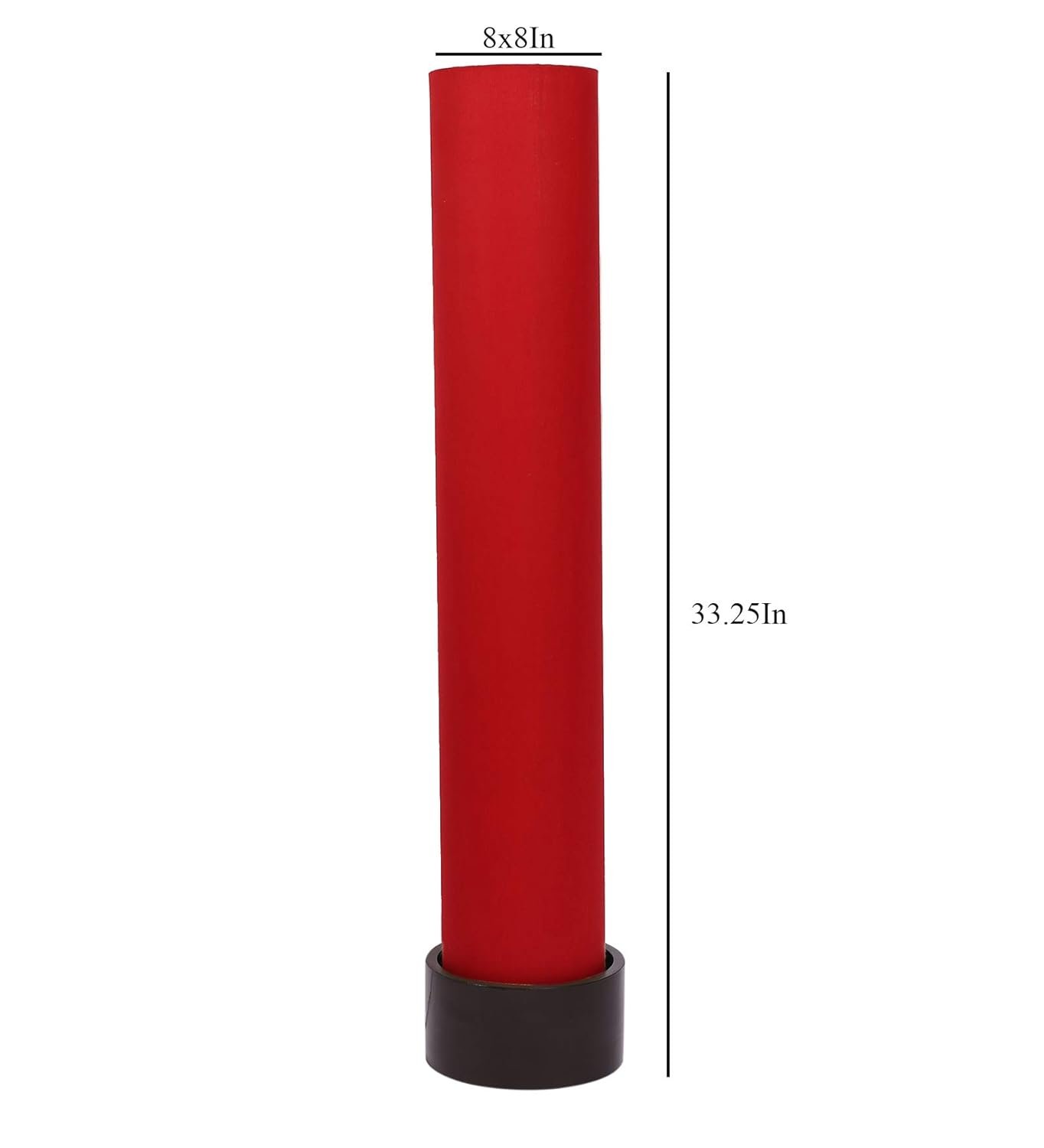 Red Round Cotton Brown Wood Floor Lamps (Red,Cotton)