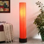 Orange Round Cotton Brown Wood Floor Lamps (Round,Cotton)