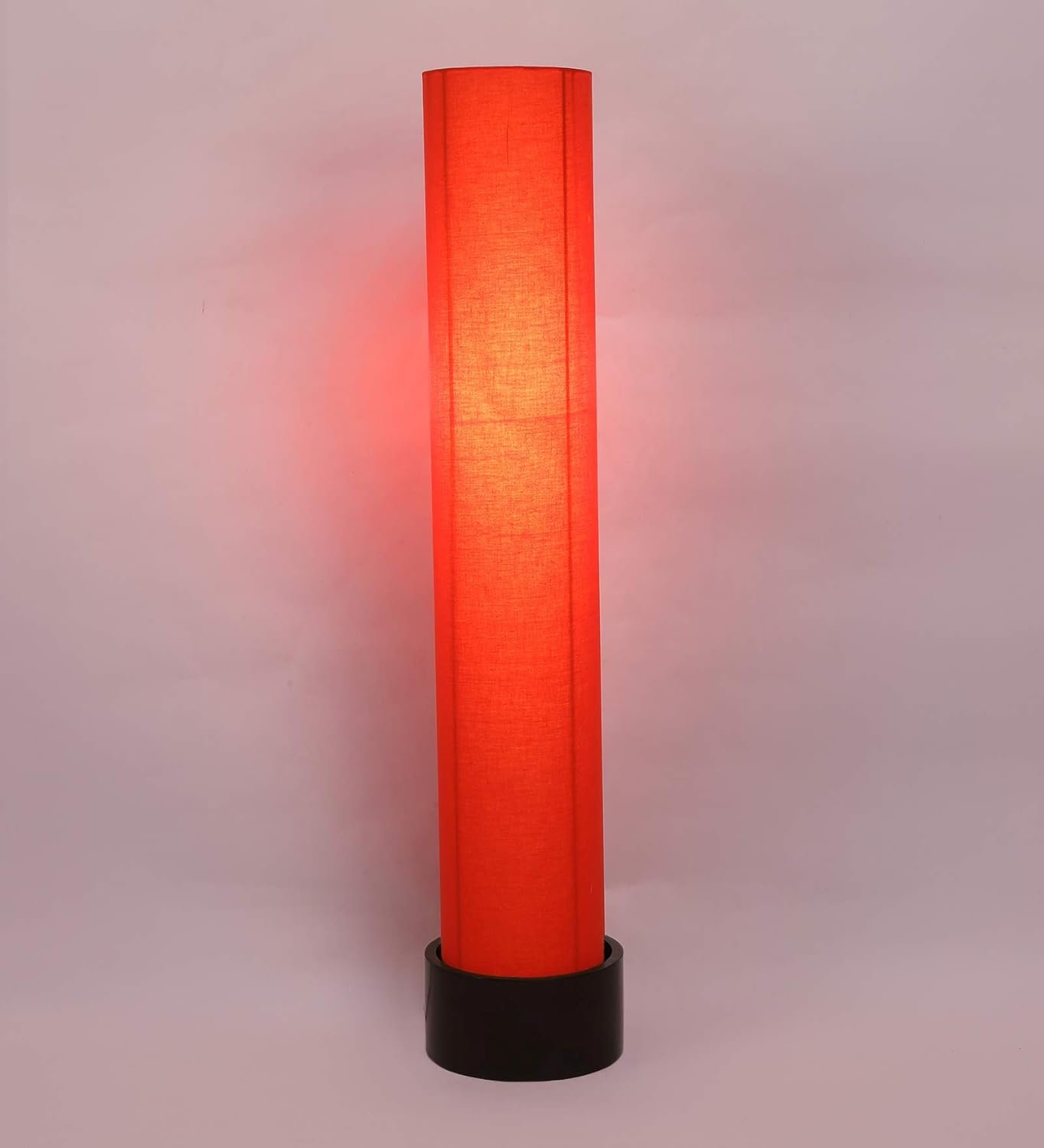 Orange Round Cotton Brown Wood Floor Lamps (Round,Cotton)