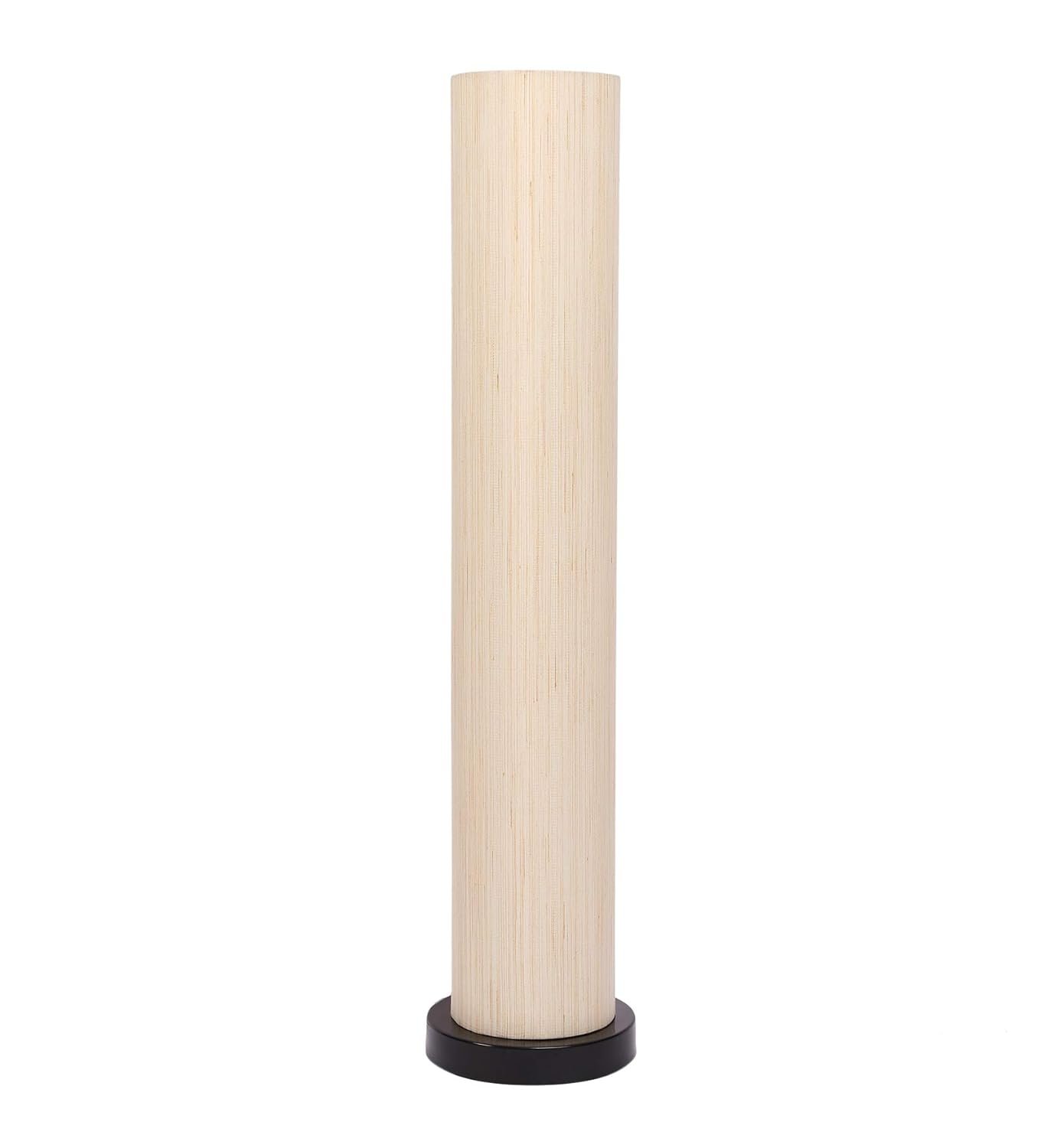 Off White Khadi Cotton Round Iron Floor Lamps (Off White,Khadi)�