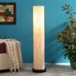 White Jute Round Iron Floor Lamps (White, Jute)