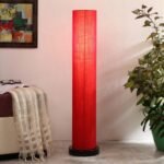 Red Round Cotton Iron Floor Lamps (Red,Cotton)