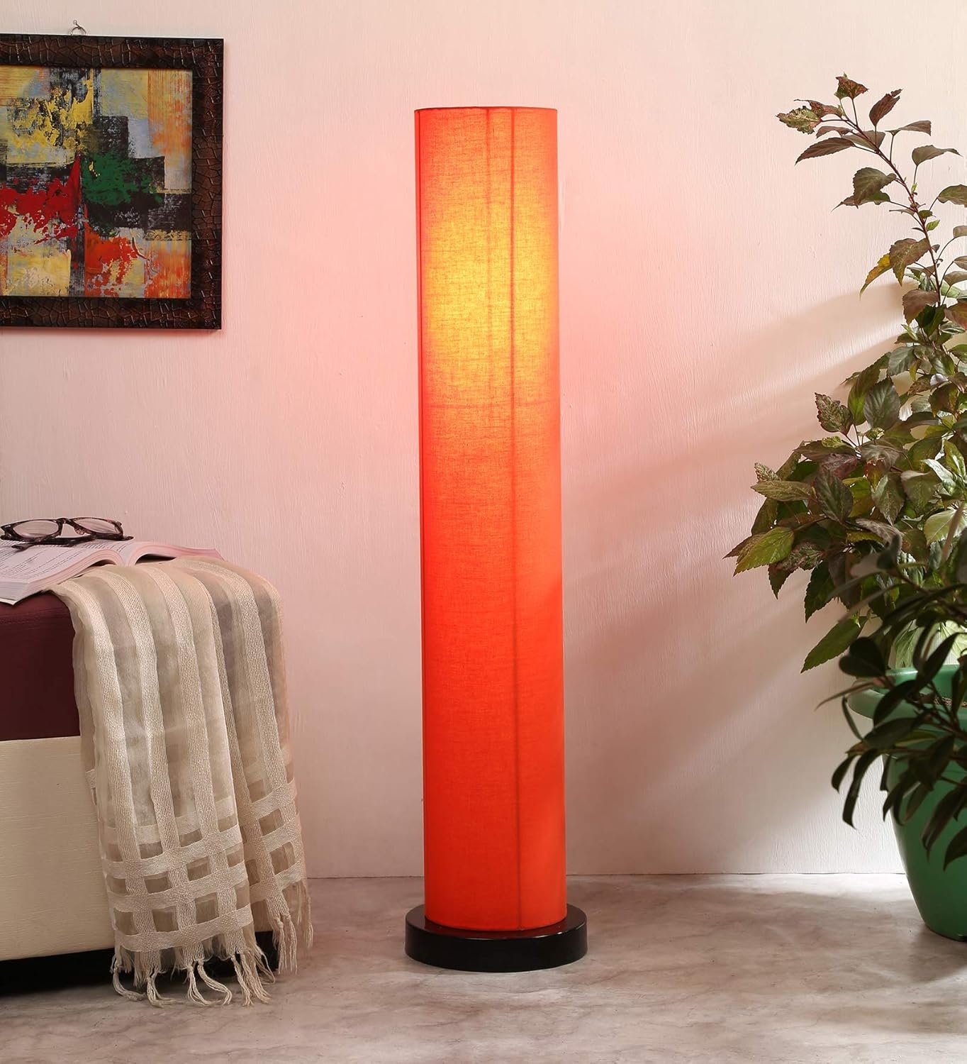 Orange Round Cotton Iron Floor Lamps (Round,Cotton)