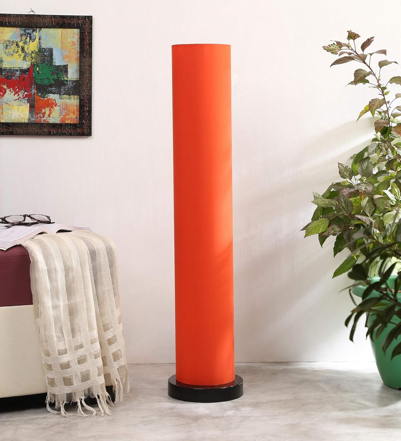 Orange Round Cotton Iron Floor Lamps (Round,Cotton)