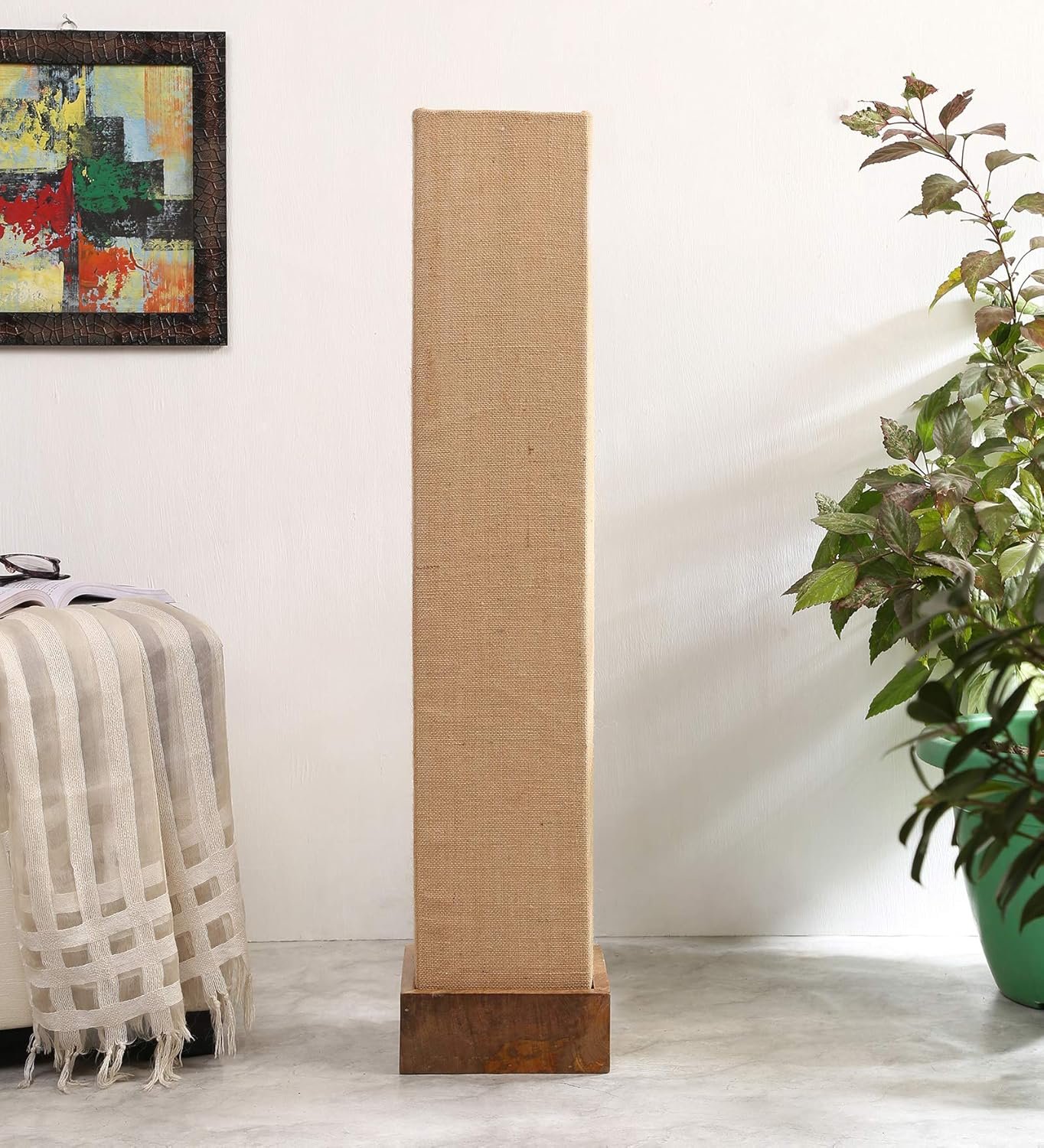 Jute Square Natural Wood Floor Lamps (Beige)