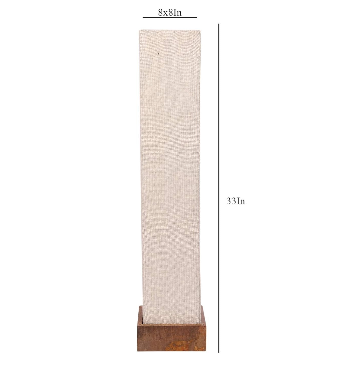 White Jute Square Natural Wood Floor Lamps (White,Jute)