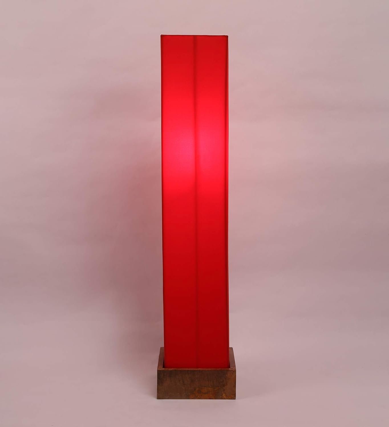 Red Cotton Square Natural Wood Floor Lamps (Red,Cotton)