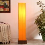 Cotton Square Natural Wood Floor Lamps (Yellow)