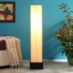Cotton Square Wooden Floor Lamps (Off White, Khadi)