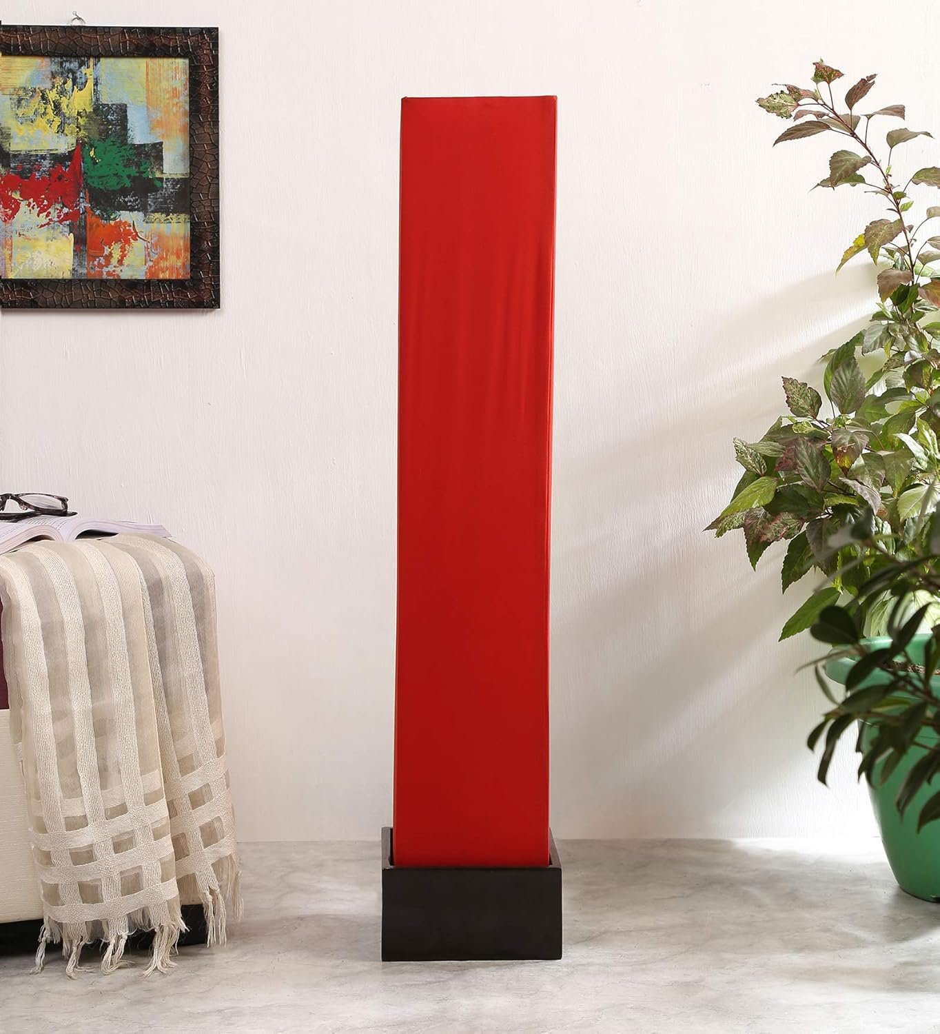 Cotton Square Wooden Floor Lamps (Red)