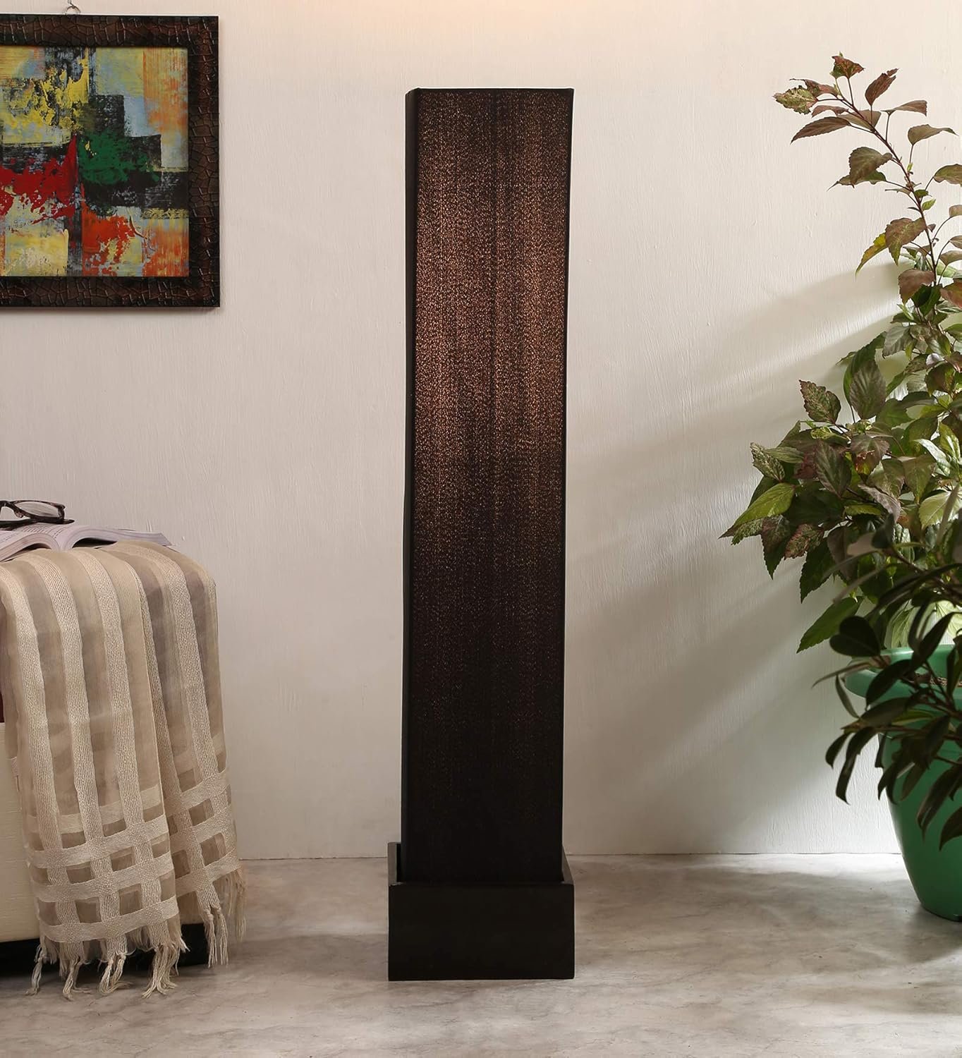 Cotton Square Wood Floor Lamps (Black)