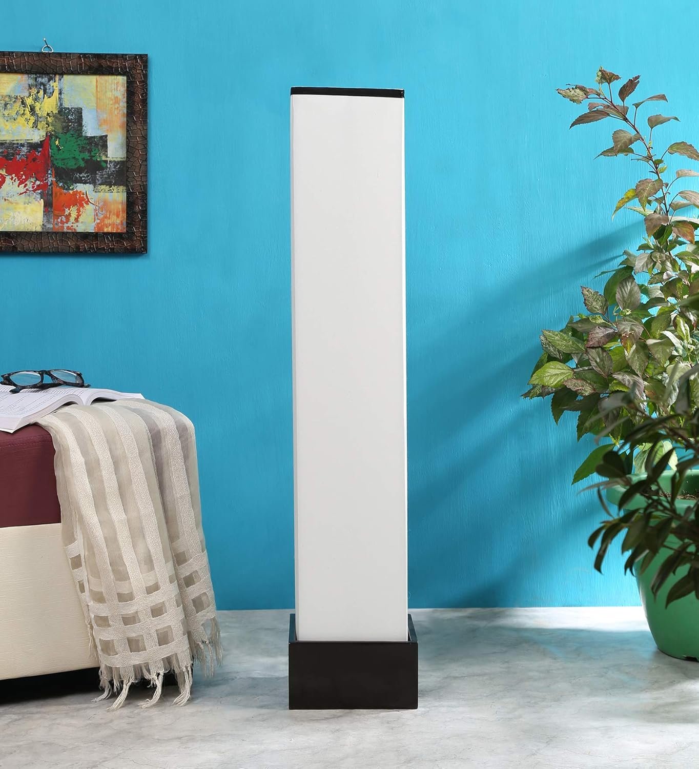 Cotton Square Wooden Floor Lamps (Multicolor)