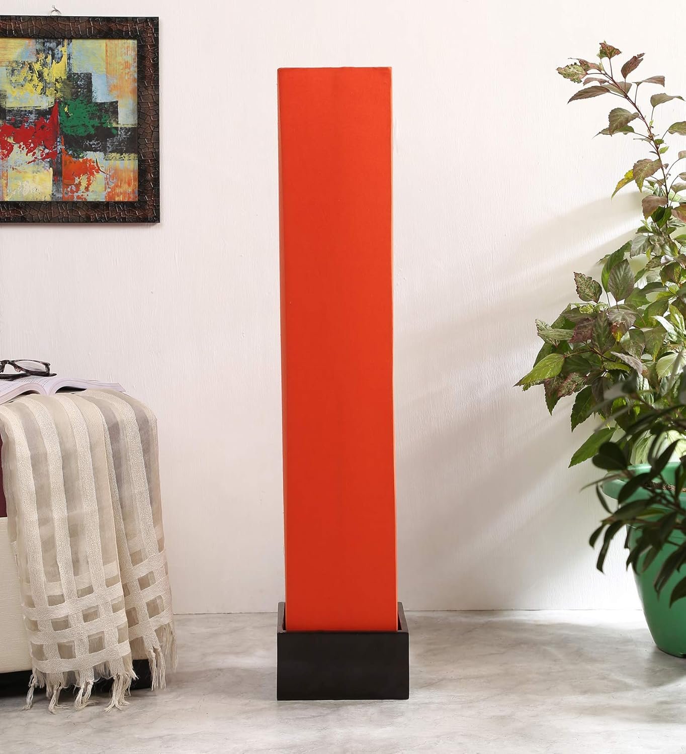 Cotton Square Brown Wood Floor Lamps (Orange)