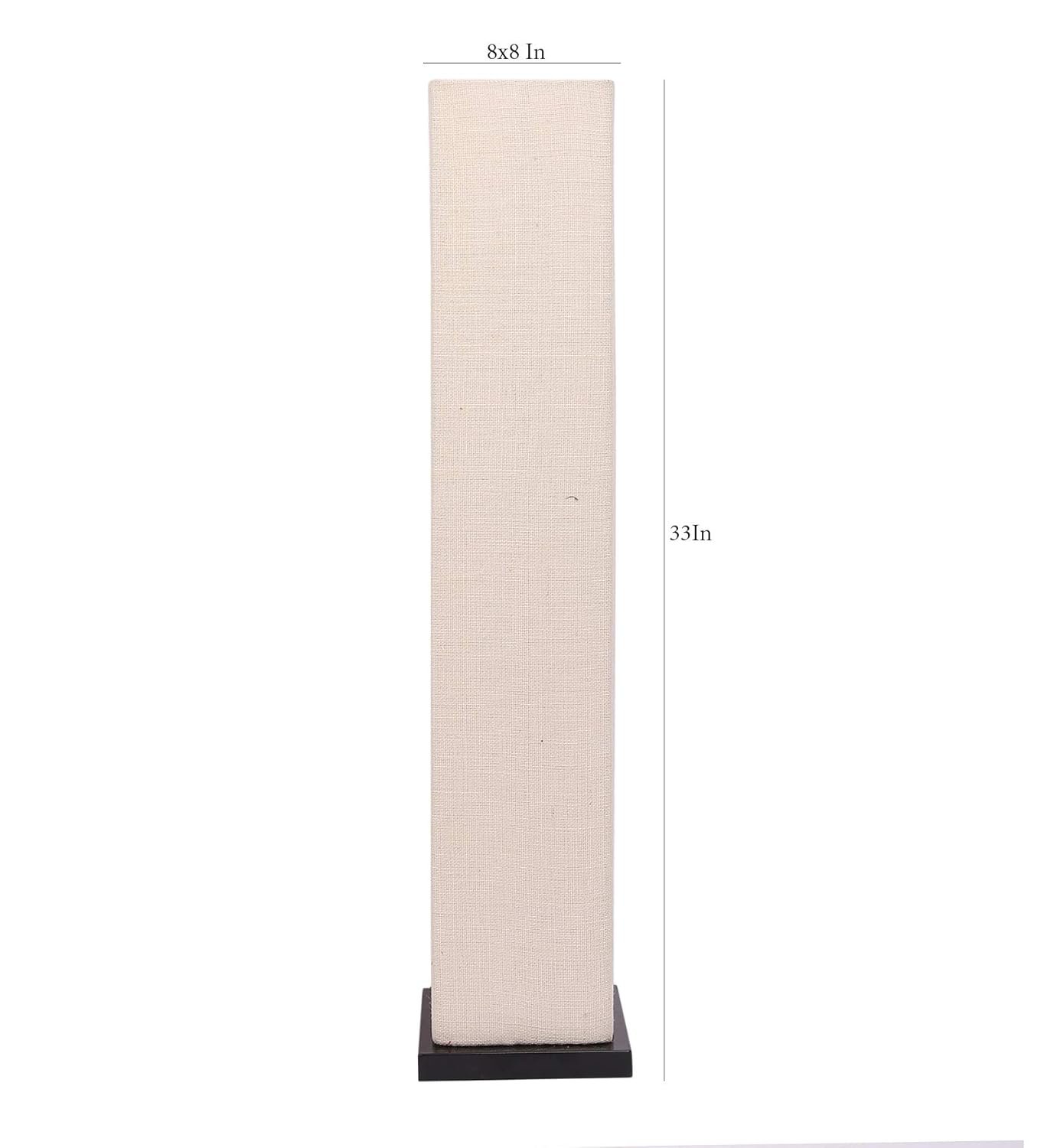 White Jute Square Iron Floor Lamps (White,Jute)