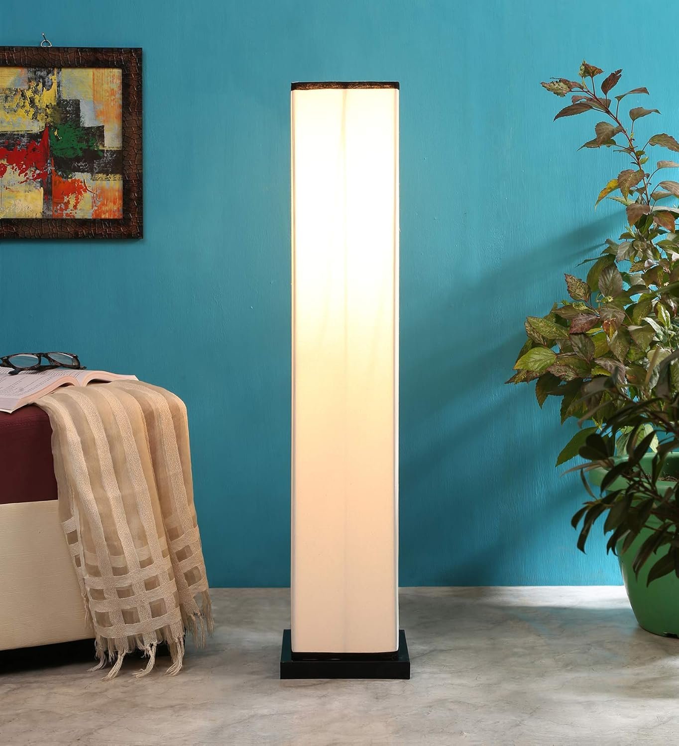 Multicolor Cotton Square Iron Floor Lamps (Multicolor,Cotton)