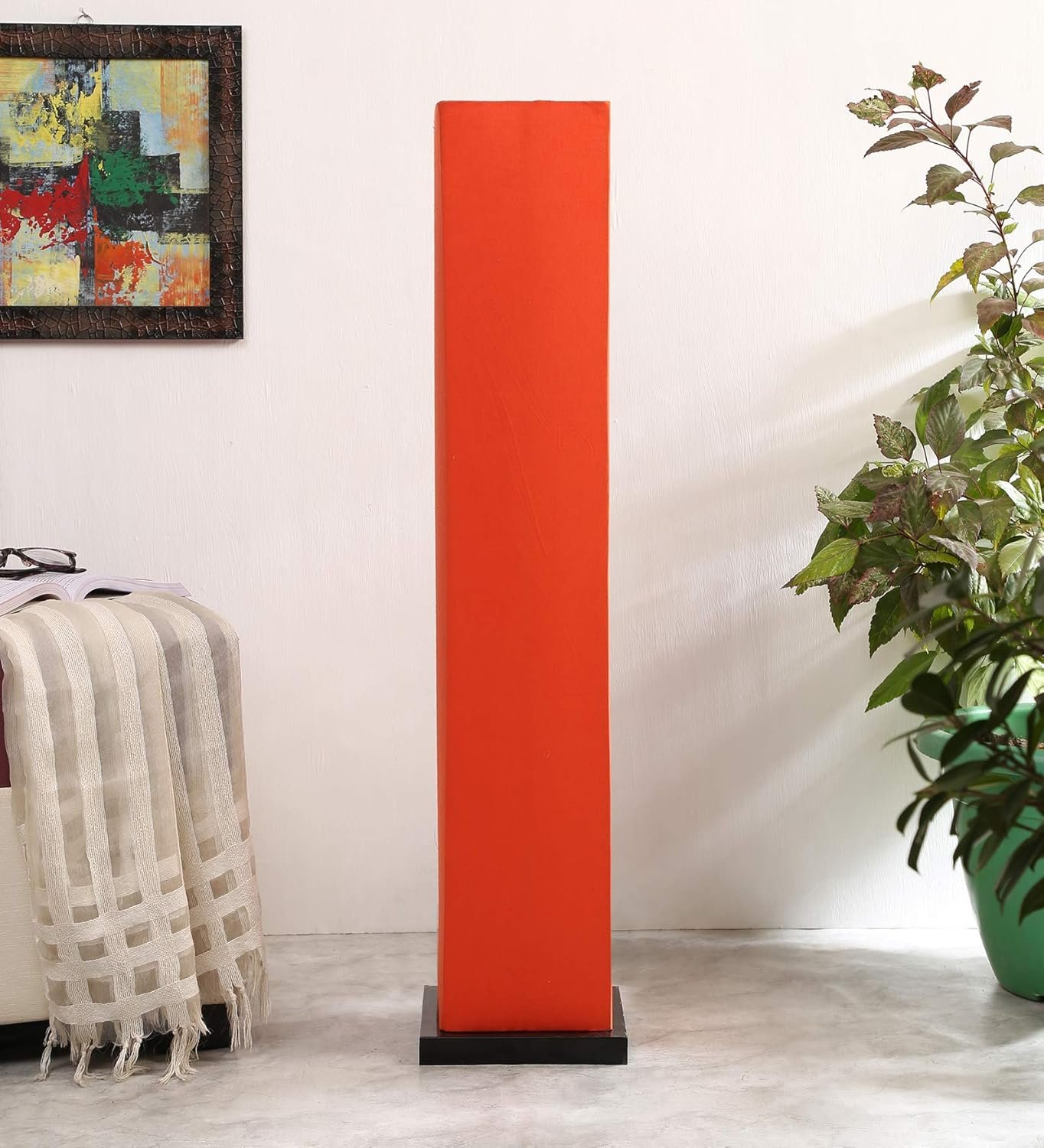 Orange Cotton Square Iron Floor Lamps (Orange,Cotton)