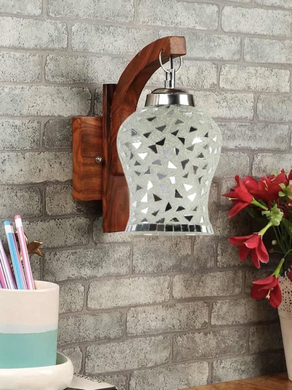 Wooden Wall Lamp, Wall Decor, Wall Hanging Wood Light lamp,Vintage Wall Lamps, Industrial Wall Lights Decorative Home, Living Room, Indoor Outdoor Lighting-Mosaic Glass -C