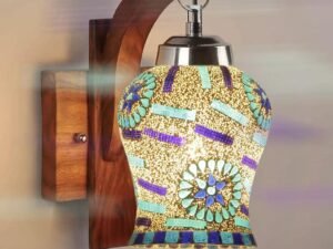 Wooden Wall Lamp, Wall Decor, Wall Hanging Wood Light lamp,Vintage Wall Lamps, Industrial Wall Lights Decorative Home, Living Room, Indoor Outdoor Lighting-Mosaic Glass -E