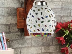 Wooden Wall Lamp, Wall Decor, Wall Hanging Wood Light lamp,Vintage Wall Lamps, Industrial Wall Lights Decorative Home, Living Room, Indoor Outdoor Lighting-Mosaic Glass -F