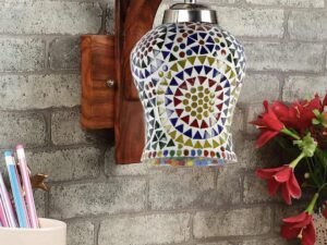 Wooden Wall Lamp, Wall Decor, Wall Hanging Wood Light lamp,Vintage Wall Lamps, Industrial Wall Lights Decorative Home, Living Room, Indoor Outdoor Lighting-Mosaic Glass -L