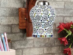 Wooden Wall Lamp, Wall Decor, Wall Hanging Wood Light lamp,Vintage Wall Lamps, Industrial Wall Lights Decorative Home, Living Room, Indoor Outdoor Lighting-Mosaic Glass OR