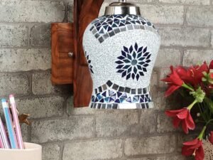 Wooden Wall Lamp, Wall Decor, Wall Hanging Wood Light lamp,Vintage Wall Lamps, Industrial Wall Lights Decorative Home, Living Room, Indoor Outdoor Lighting-Mosaic Glass -S